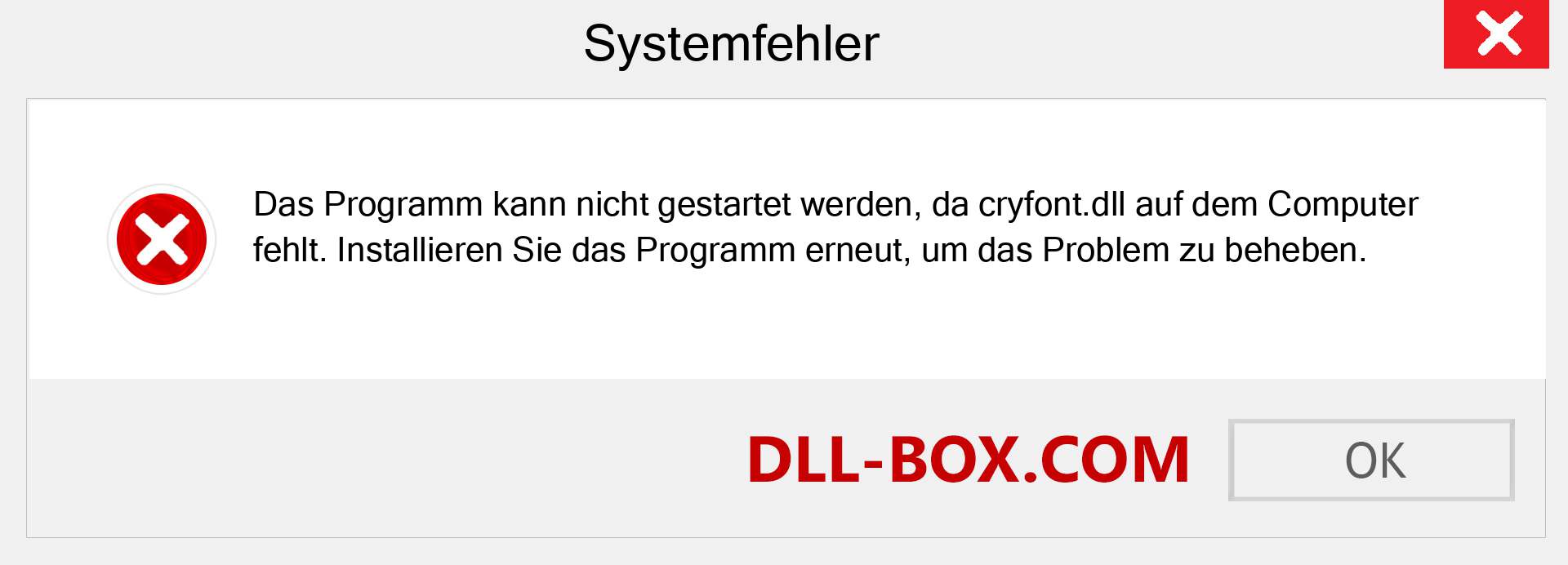 cryfont.dll-Datei fehlt?. Download für Windows 7, 8, 10 - Fix cryfont dll Missing Error unter Windows, Fotos, Bildern